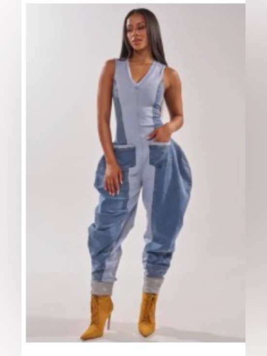 AKIRA Pants - AKIRA TALK OF THE STREET DENIM JUMPSUIT Size XLXL